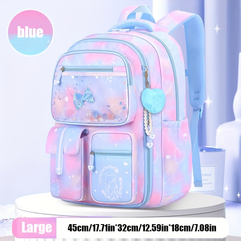 New children's backpack with gradient colors, waterproof and spine protection.