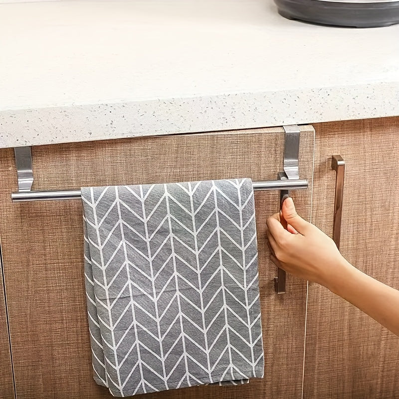 Sleek Stainless Steel Towel Bar: Stylish, Space-Saving Storage for Bathrooms and Kitchens.