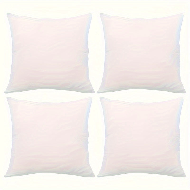 4 white pillow covers, 18x18 inches, solid color, soft velvet modern design for living room, bedroom, or sofa.