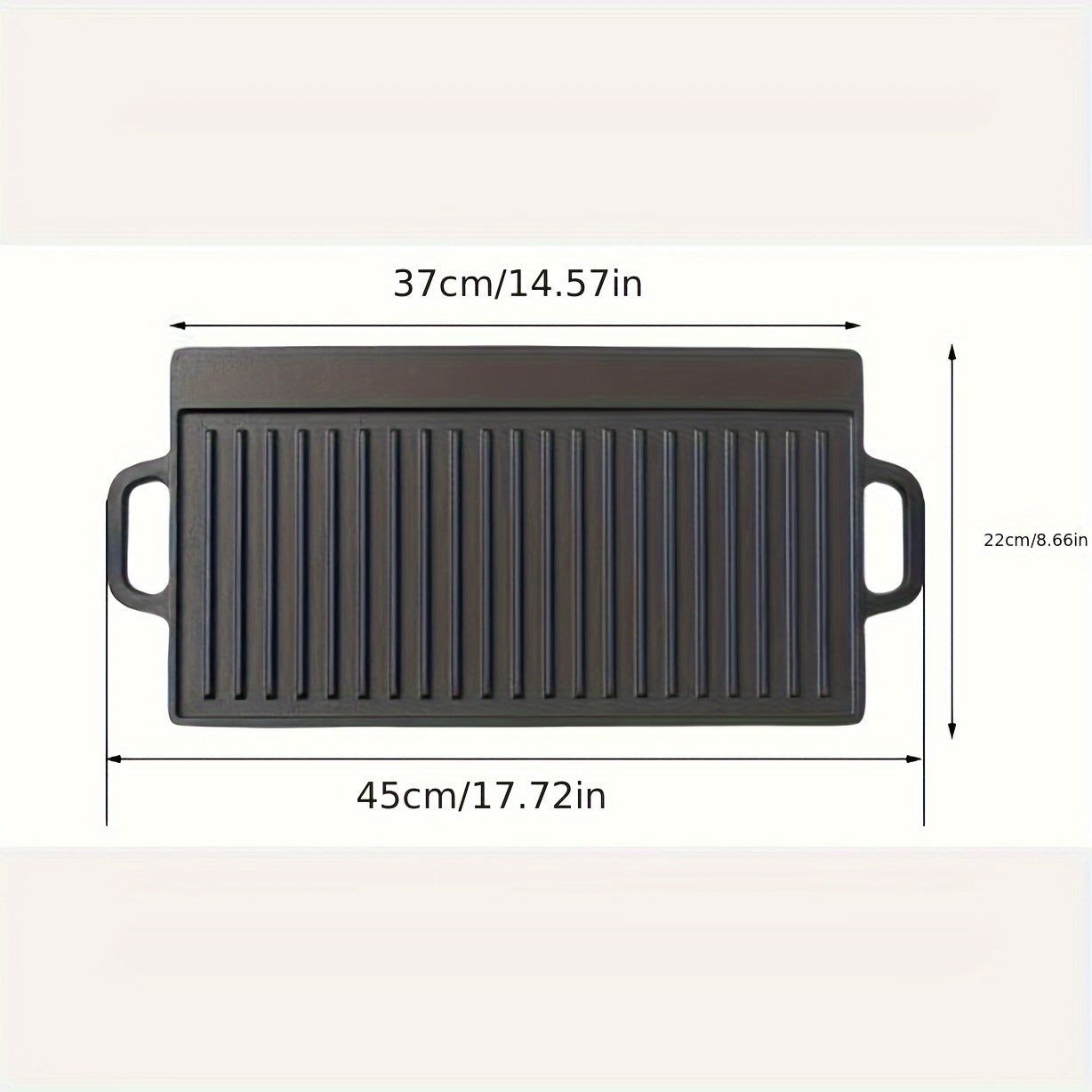 Multi-functional Cast Iron Griddle - Dual-Sided for Baking & BBQ, Non-Stick Coating, Equipped with Handles for Outdoor Camping & Picnics