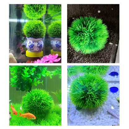 Artificial PVC Alternanthera grass ball for aquarium decoration.