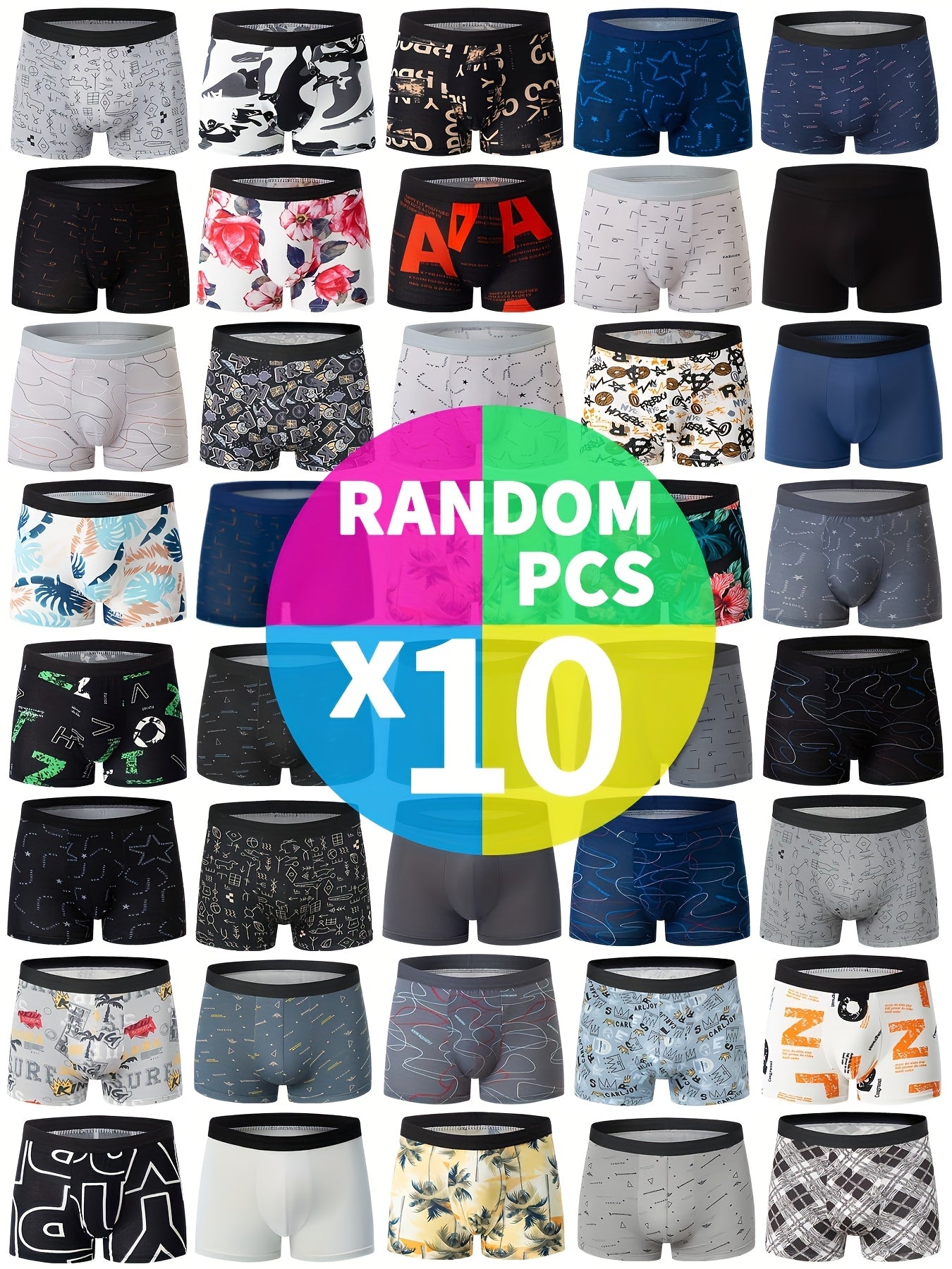 10 Men's Street Style Stretchy Boxer Briefs - Trendy Print, Comfy & Breathable