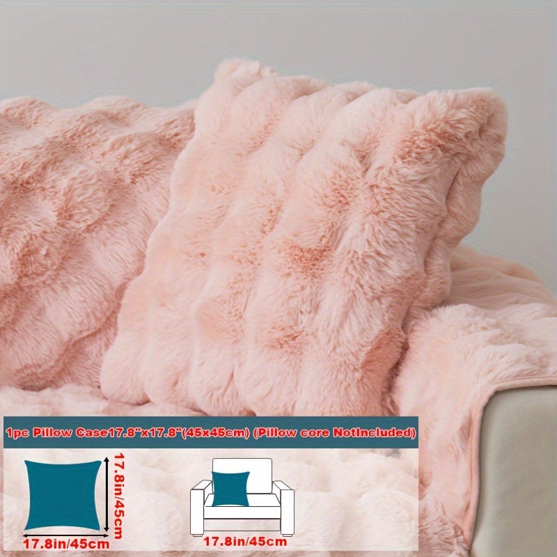 Imitation rabbit plush sofa cover for winter warmth, non-slip protection for furniture in home or office.