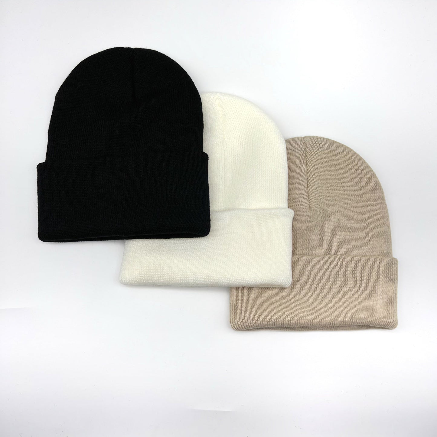 Set of 3 MLFO Unisex Acrylic Beanies, 100% High Stretch Knit Winter Ski Hats in Solid Colors. Windproof, Lightweight, and Warm Caps for Men and Women, Perfect for Street Style.