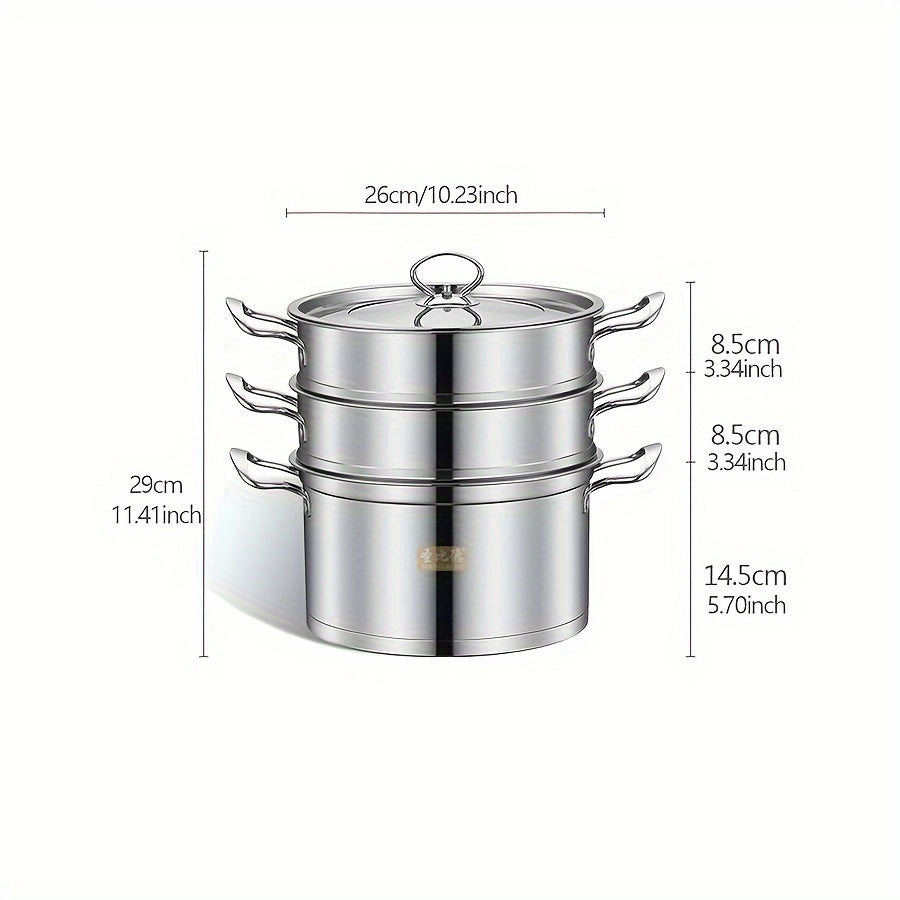 Large Capacity Stainless Steel Steamer Pot with Dual Handles - Versatile Multi-Layer Design for Steaming & Cooking, Dishwasher Safe, Ideal for Home, Parties, Camping, and RVs