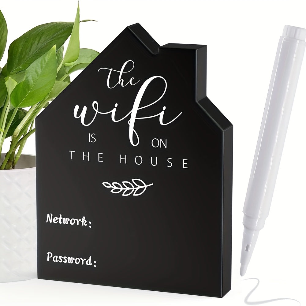 Stylish Wooden Sign with Wifi Password - Reusable Blackboard Style, Great for Home Decor during Halloween & Christmas