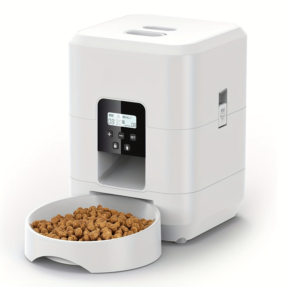 2L Smart Automatic Cat Feeder with Dual Power, Stainless Steel Bowls, Meal Scheduling & Portion Control - Ideal for Cats and Small Dogs