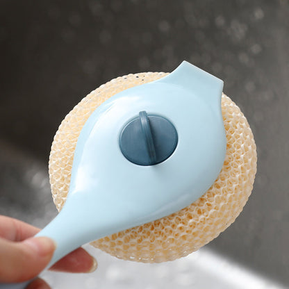 A collection of four pot cleaning tools designed to safely clean long-handled pots. Includes dish brushes, pot scrubbers, steel wool, and nano cleaning balls.