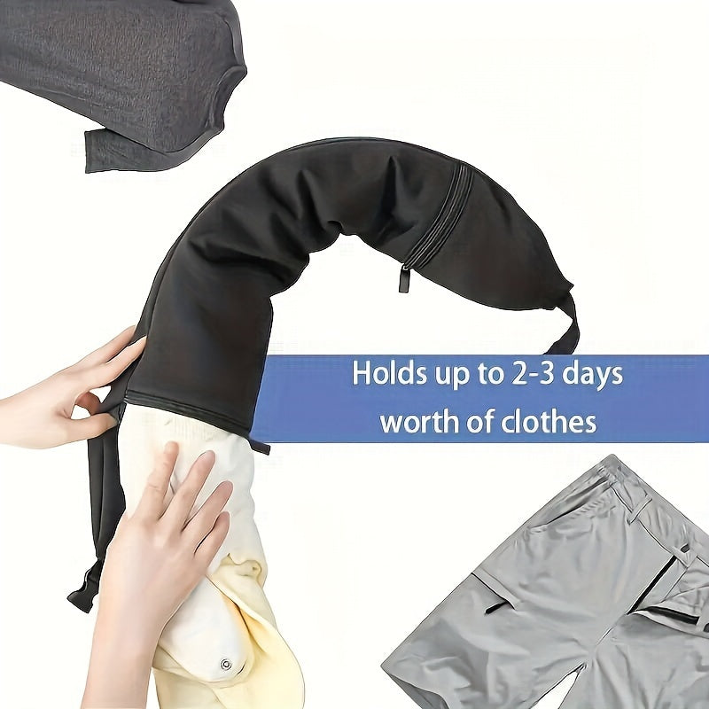 Black Adjustable and Portable Neck Pillow - Made with Comfortable Flannel, Fillable for Travel by Car, Train, and Airplane