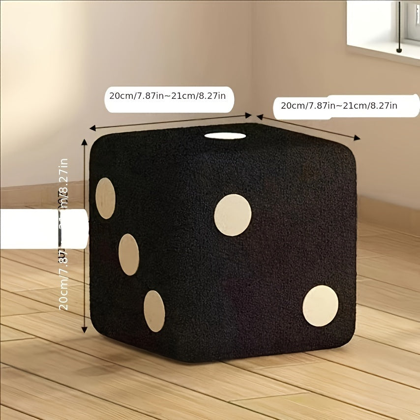 Classic Hardwood Door Shoe Changing Stool in Black Fabric with Dice Shape Design, Polyester Interior, Armless and Soft Cushioned for Living Room Use, No Power Required, 68.58cm Height