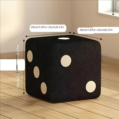 Classic Hardwood Door Shoe Changing Stool in Black Fabric with Dice Shape Design, Polyester Interior, Armless and Soft Cushioned for Living Room Use, No Power Required, 68.58cm Height