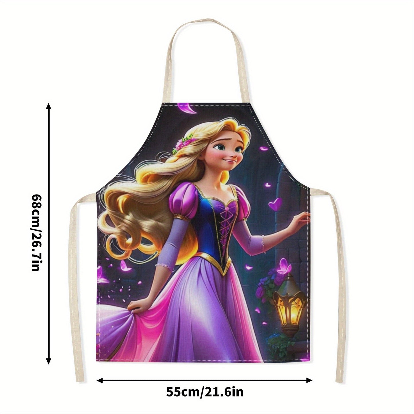 Durable and Elegant Polyester Disney Cinderella Cartoon Waterproof Apron - Ideal for Home Use, Hotels, Supermarkets, Restaurants, Fruit Shops, and Milk Tea Stands