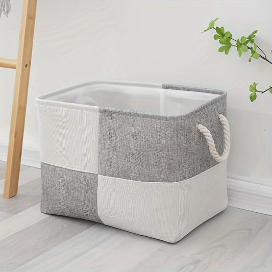 1 Foldable Fabric Storage Basket for Household Dirty Clothes and Toys. This Multifunctional Laundry Basket helps with Organization and Storage in the Bathroom, Bedroom, Laundry Room, or Dorm. It also serves as Room Decor and Home Decor.