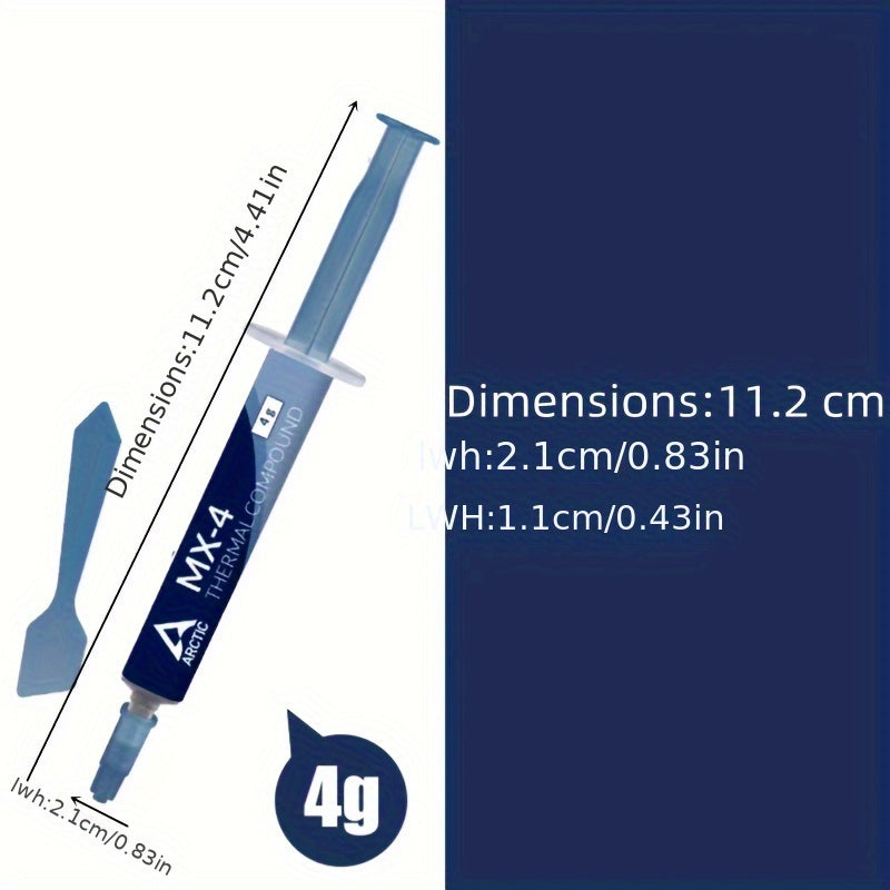 Arctic MX-4 silikon termal pastasi CPU va GPU sovutish uchun, 4g - Yuqori o'tkazuvchanlik, ish stollari va noutbuklar uchun ideal.