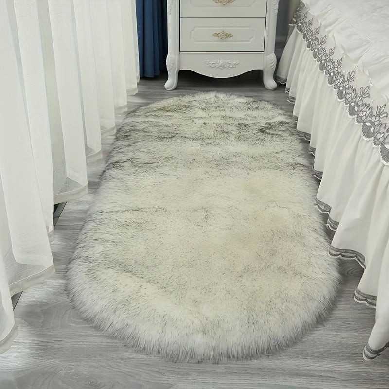 Soft and fluffy shag rug for bedroom or living room, featuring long plush faux fur material. Perfect for adding a cozy and aesthetic touch to your home decor.