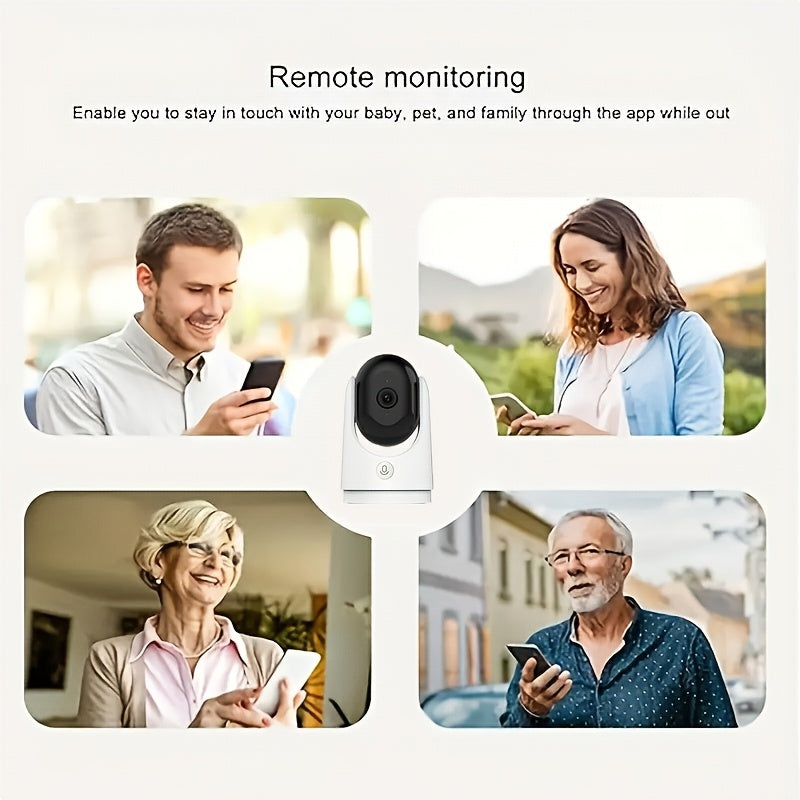 YIIYRY Smart Wireless Security Camera features WiFi connectivity, Two-Way Audio, Night Vision, Automatic Tracking, and USB Power. It offers 1080P HD video quality, but a memory card is not included.