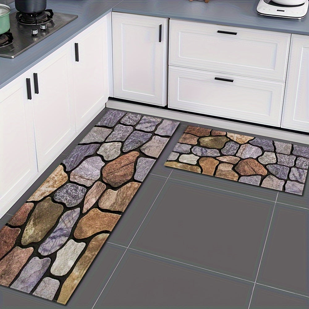 Create a pebble-patterned absorbent strip floor mat for the kitchen, bathroom, or bedroom. This non-slip floor mat can also be used on sofas or carpets in your home.