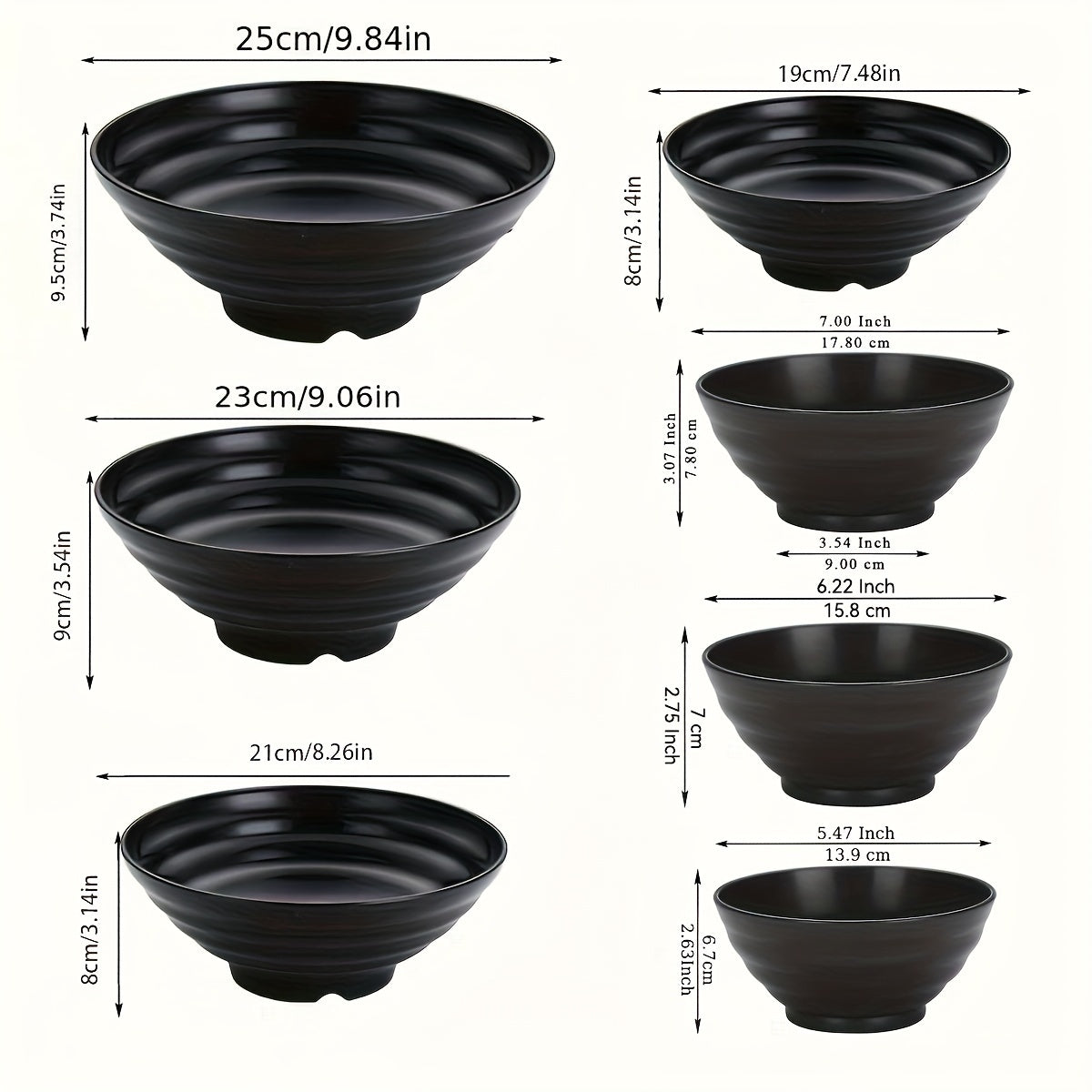 Набор из 2 черных полипропиленовых мисок для рамена с оригинальным дизайном, небьющиеся, безопасные для микроволновой печи и посудомоечной машины. Включает 2 ложки, идеально подходит для супа, закусок и хлопьев.