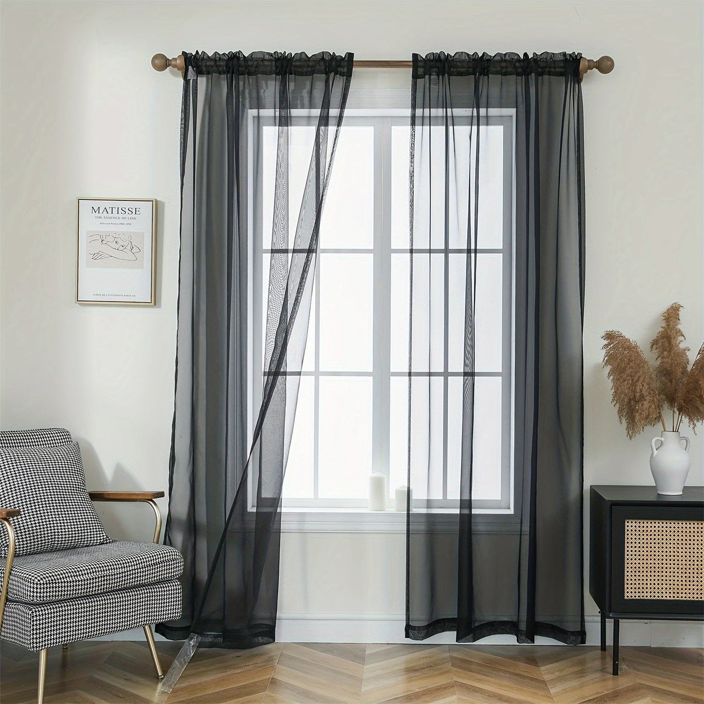 [Top Pick] Add a touch of elegance to your home with these stylish terylene gauze curtains. The two-piece set features a semi-transparent design in a plain color, perfect for creating a breathable and lightweight atmosphere in any room. Hang them with