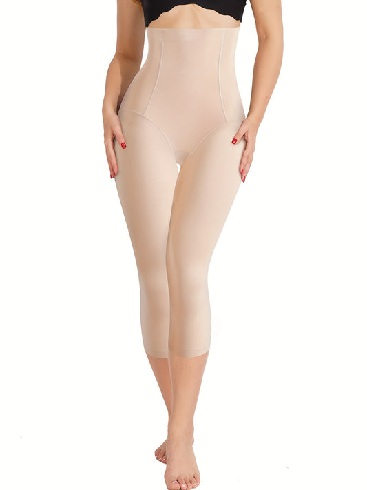 High waist shaping capri pants that slim the tummy and compress, doubling as underwear and shapewear for women.