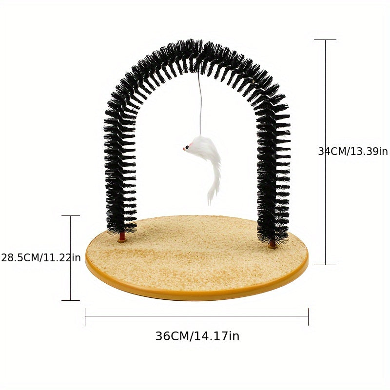 Multifunctional Cat Arch Self Grooming Toy with Hair Brush and Scratching Toy for Cats and Kittens