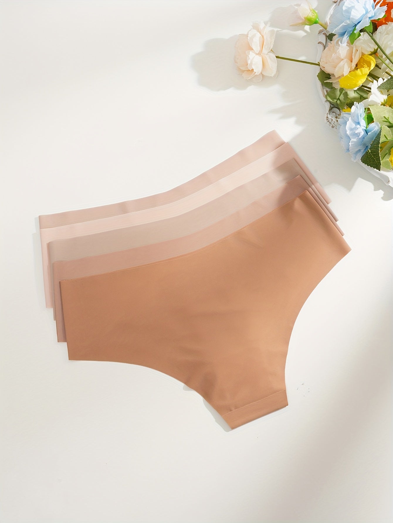 5 Simple Solid Hipster Panties: Comfortable, Seamless, Low Waist. Women's Lingerie & Underwear.