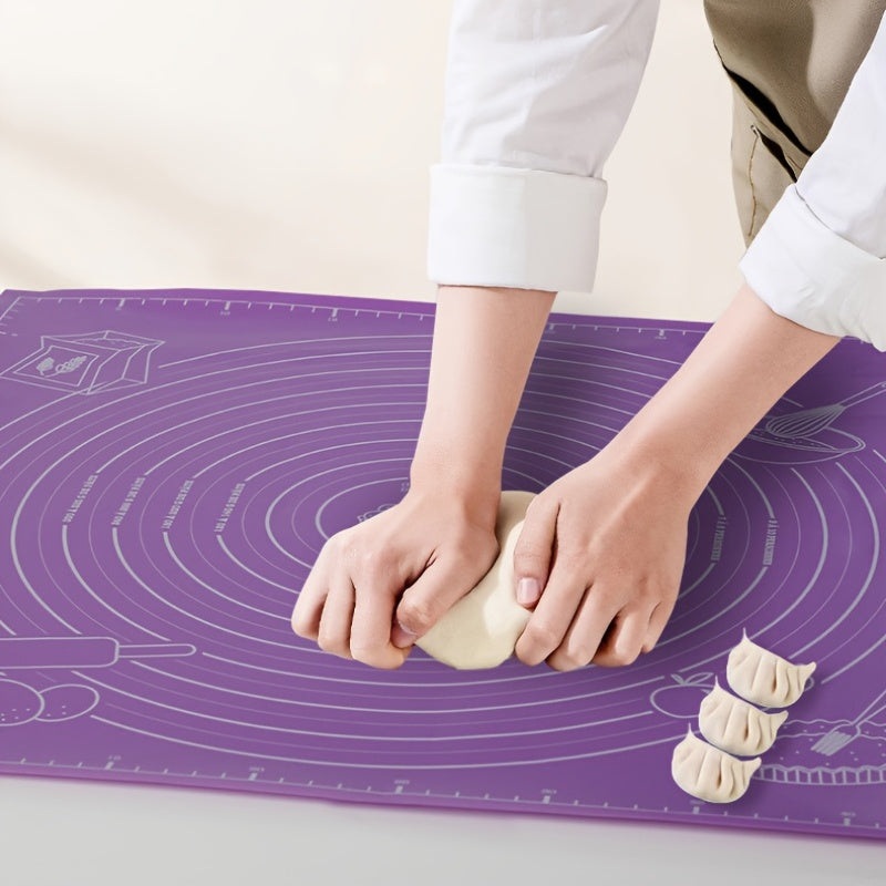 1 piece Pastry Mat with Non-Stick Surface for Baking and Rolling Dough, includes Measurements for Kneading, Countertop Protection, and easy Pie Crust shaping.