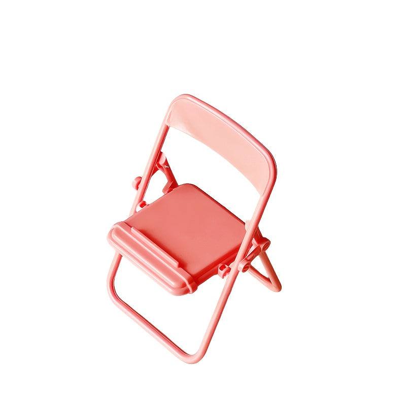 Modern collapsible tiny chair made of plastic, perfect for your desk, doubles as a portable phone stand, no need for assembly, does not require electricity.