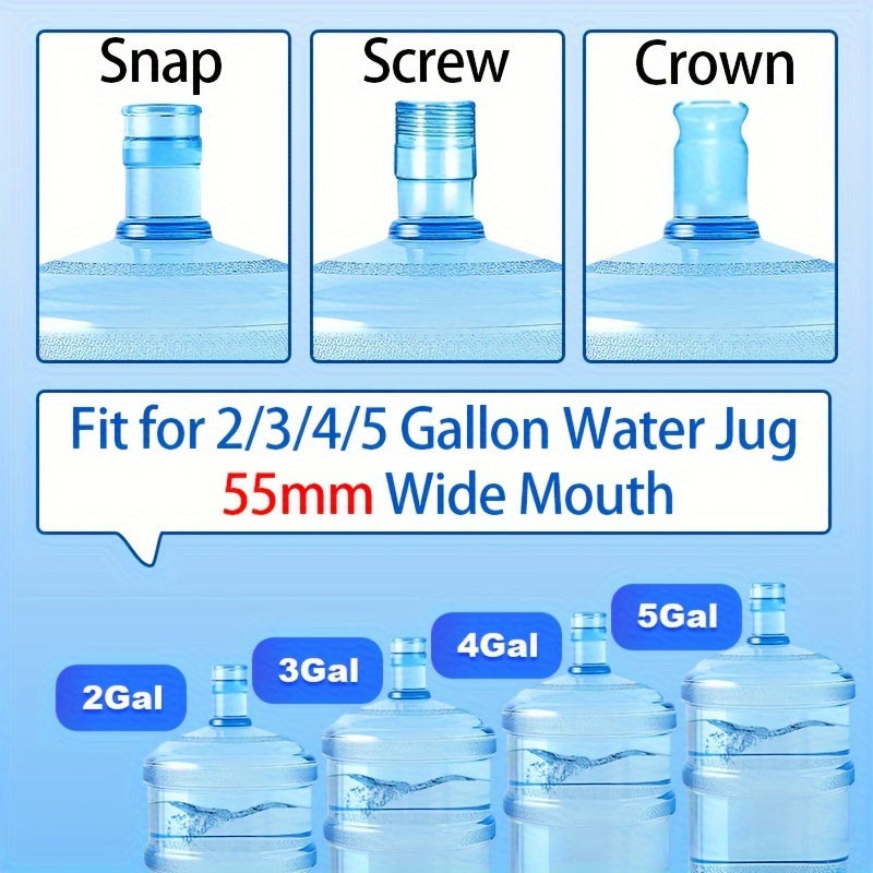 Food-grade silicone caps for various sized water jugs with wide mouths, anti-slip slot, thick plugs, and pull-tabs.