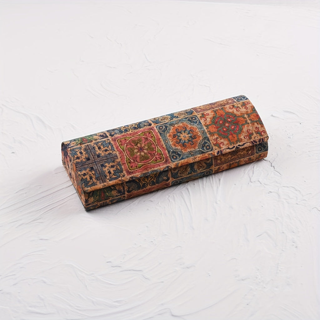 Retro Glasses Case with Magnetic Closure for Portable Protection of your Glasses - Includes Accessories