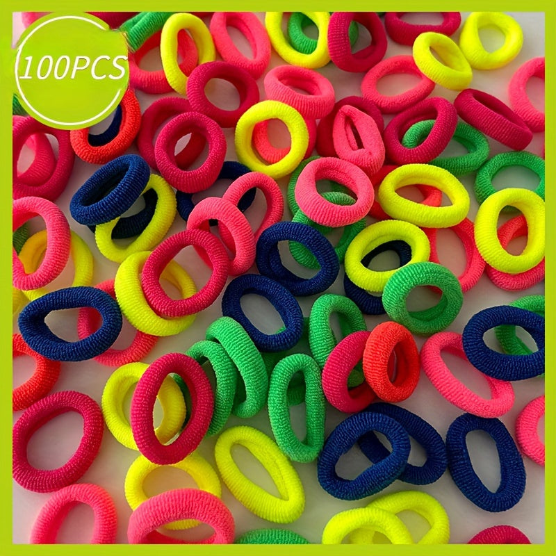 100 high elasticity rubber bands for girls, perfect for creating hair buns and ponytails without causing damage.