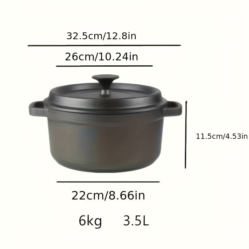 Dual-handled Cast Iron Stew Pot - Versatile, Non-Stick & Easy to Clean - Ideal for Soups and More - 22cm, 24cm, 26cm Sizes Available