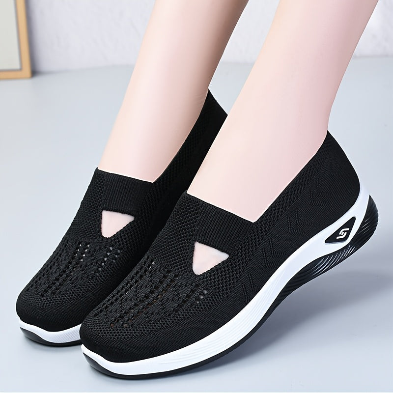 Women's Slip-On Sneakers - Breathable Fabric, Rubber Sole, Low-Top, All-Season Shoes