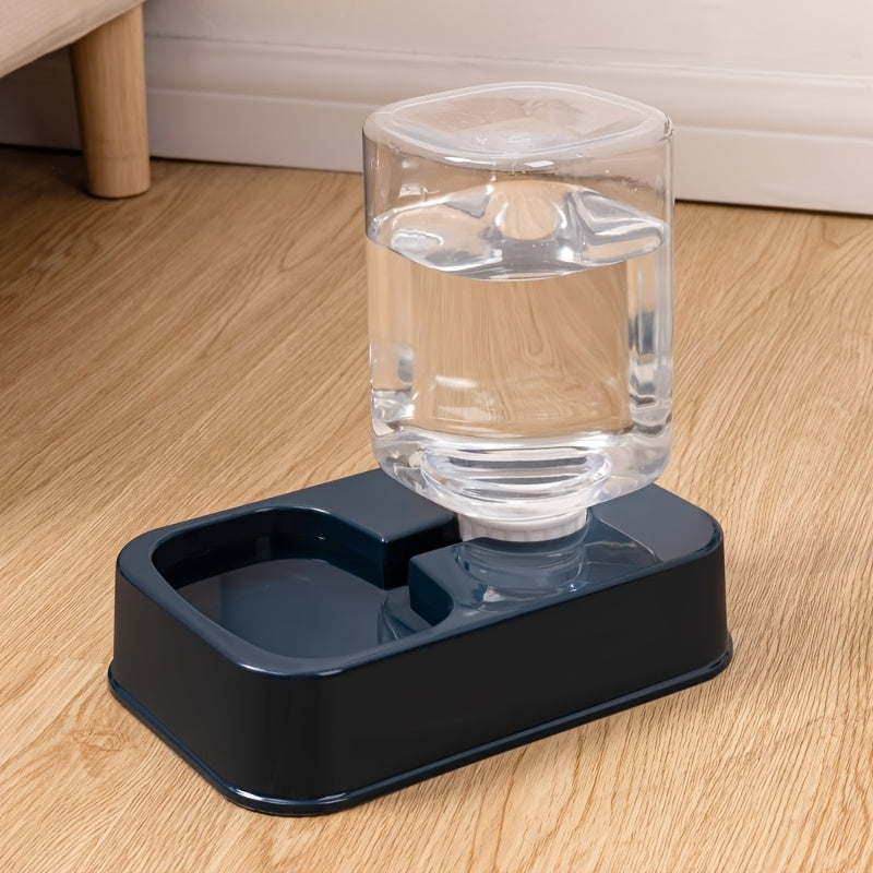 Convenient 2-in-1 Pet Feeder & Water Dispenser for Cats and Dogs - No Batteries Needed, Durable Plastic, Fresh Water Fountain and Food Storage Bowl, Perfect for Indoor Use