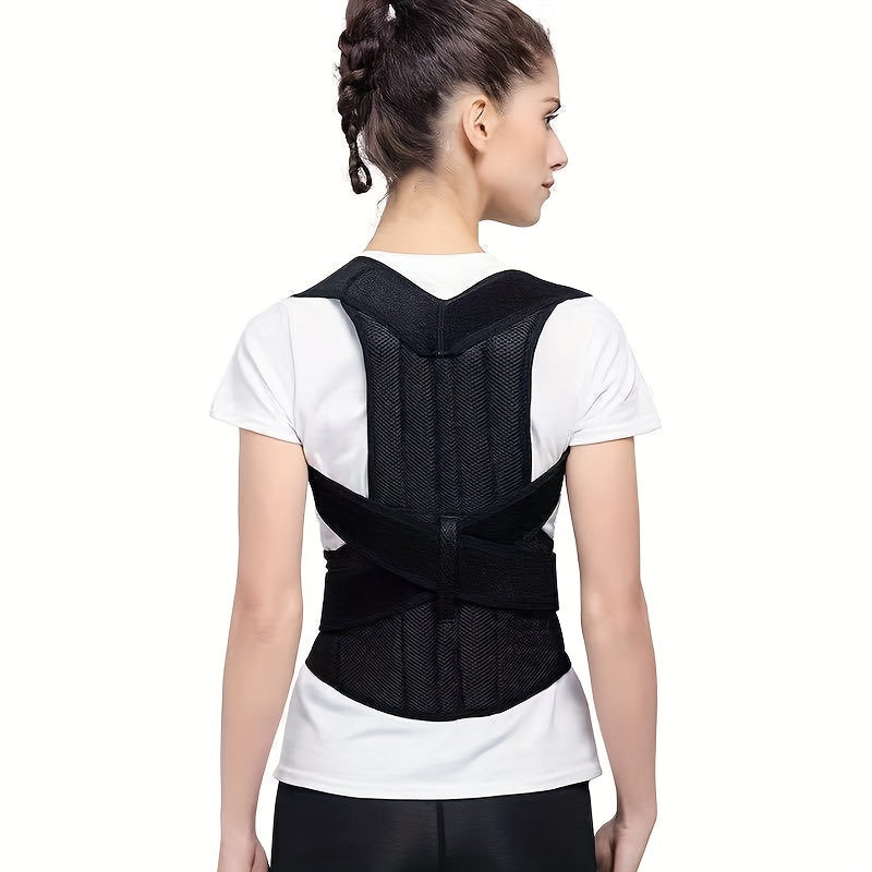 Improve posture with adjustable brace; size up for best fit.