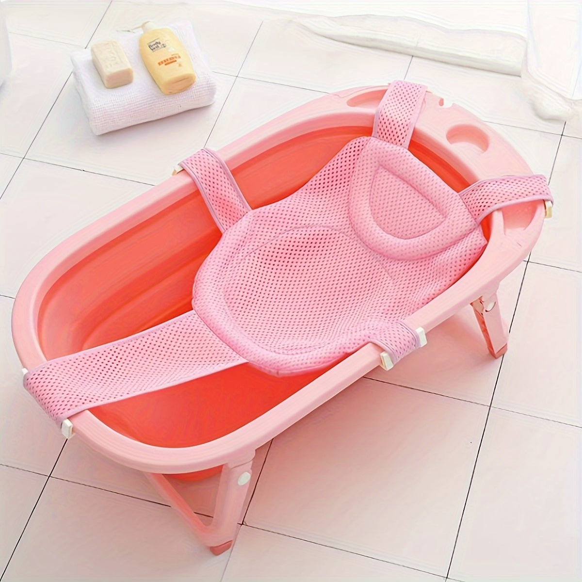 The Youngsters' Breathable Bath Support features a T-shaped mesh net with 5 buckles, providing a non-slip floating mat for safe and fun bath time. It makes a perfect gift for the holiday season, Autumn Festival, or Thanksgiving. Available in white and