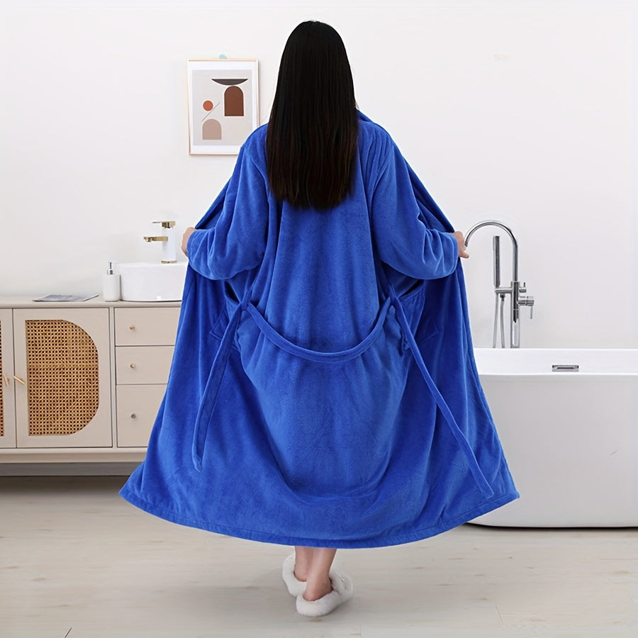 Soft coral velvet bathrobe with quick dry, non-shedding and breathable features, suitable for men and women with modern design.