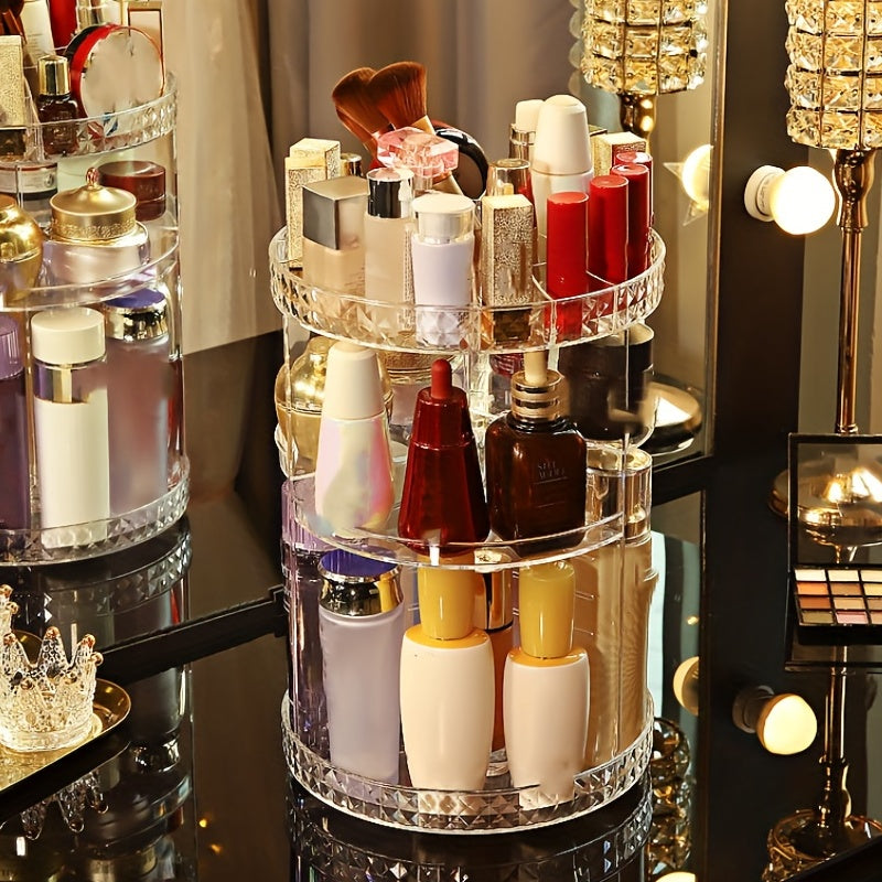 360 ° Rotatable Cosmetic Storage Rack with Large Capacity for Makeup Brushes and Other Items