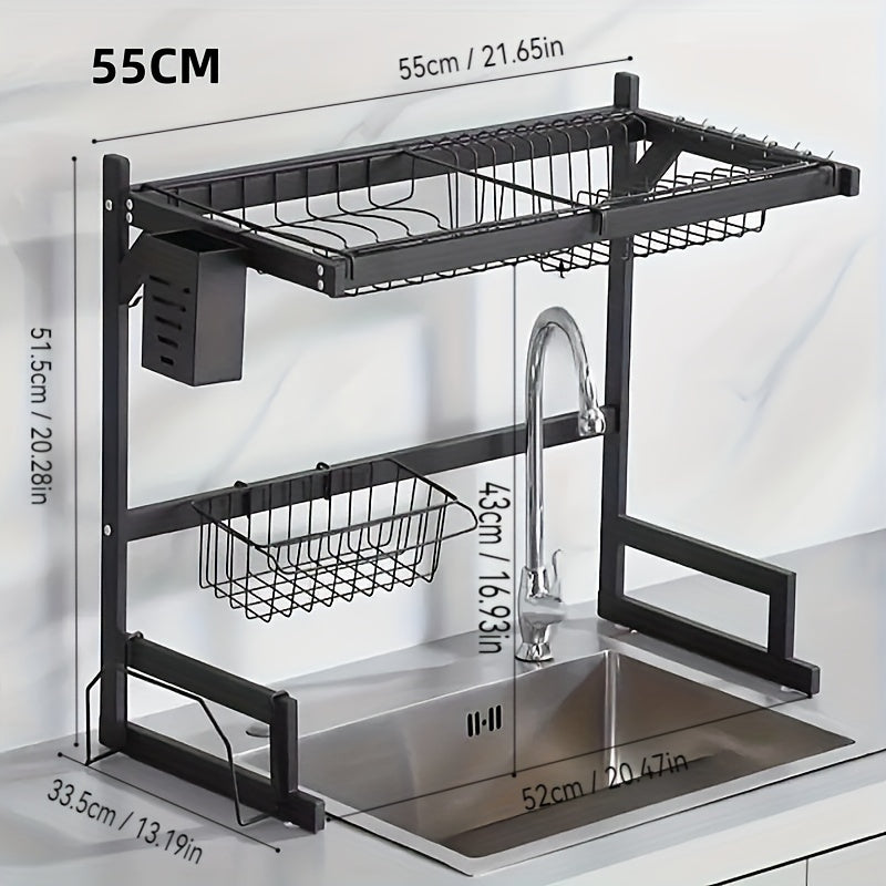 This multi-functional kitchen organizer rack is made of durable cast iron and comes fully assembled. Perfect for organizing dishes, utensils, and more. Great for home storage, draining dishes, holding chopsticks and ladles, and as a cleaning basket.