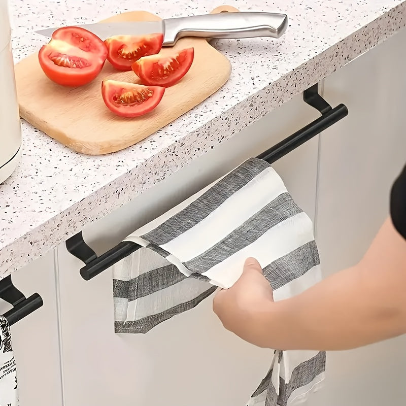 Stainless Steel Over-the-Door Towel Bar for Modern Usage - No Drilling Needed! Use as a Kitchen or Bathroom Organizer for Maximum Storage and Convenience