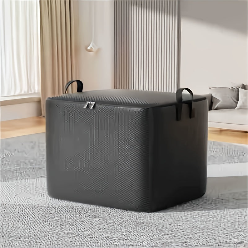 Contemporary Fabric Storage Bag with Large Capacity, Thickened Material, Waterproof Design, Ideal for Storing Clothes and Quilts. Features Convenient Carry Handles for Easy Moving and Under-Bed Storage.