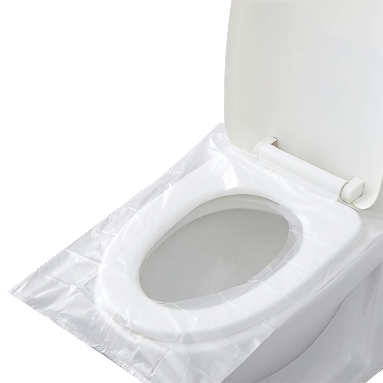 50 packs of disposable waterproof portable toilet seat covers with cushion paper for convenient travel use.