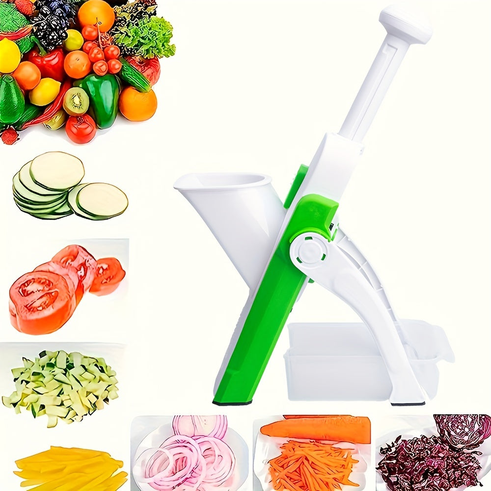 Essential Back to School Tool: Adjustable Mandoline Slicer with Stainless Steel Blade, Manual Vegetable Chopper, Plastic Kitchen Gadget, Fruit & Salad Dicer, French Fry Cutter - Capacity less than 1L