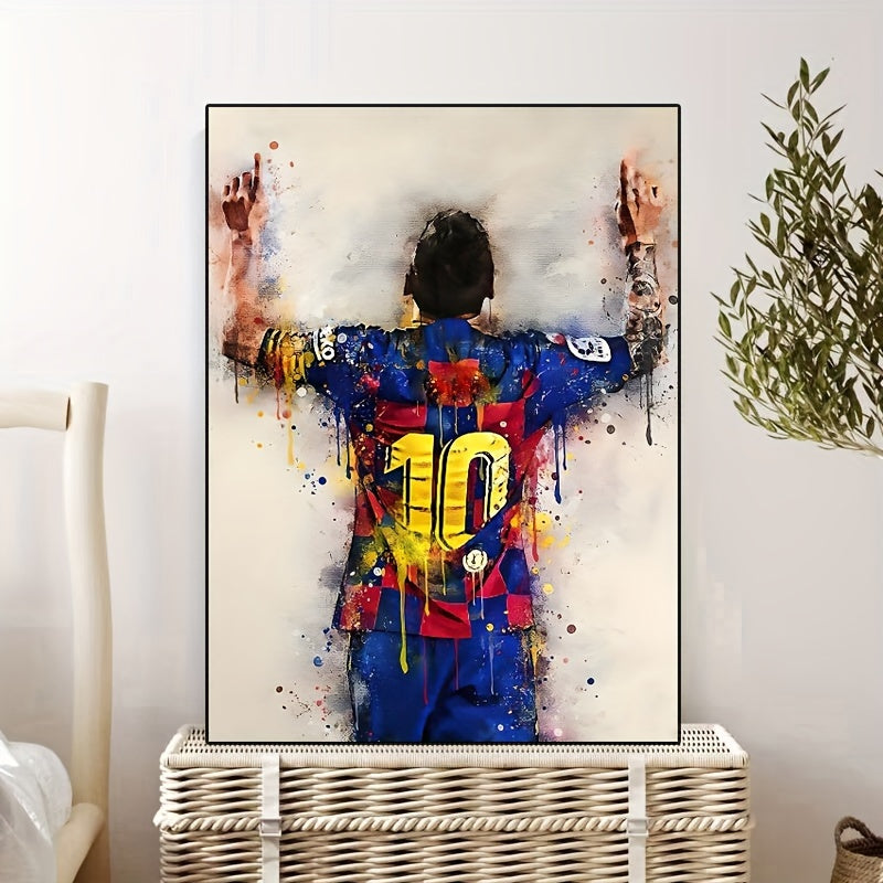 Vibrant football star canvas poster, ideal for modern home decor and sports enthusiasts.