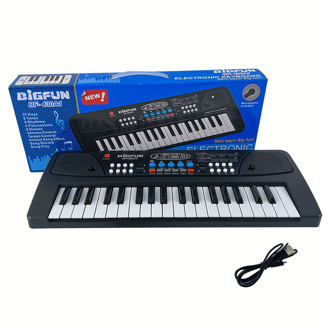 37-Key Digital Piano Keyboard with Microphone - Ideal for Music Education, Interactive Learning, and Teaching Beginners - Battery-Powered Piano for Enthusiasts.