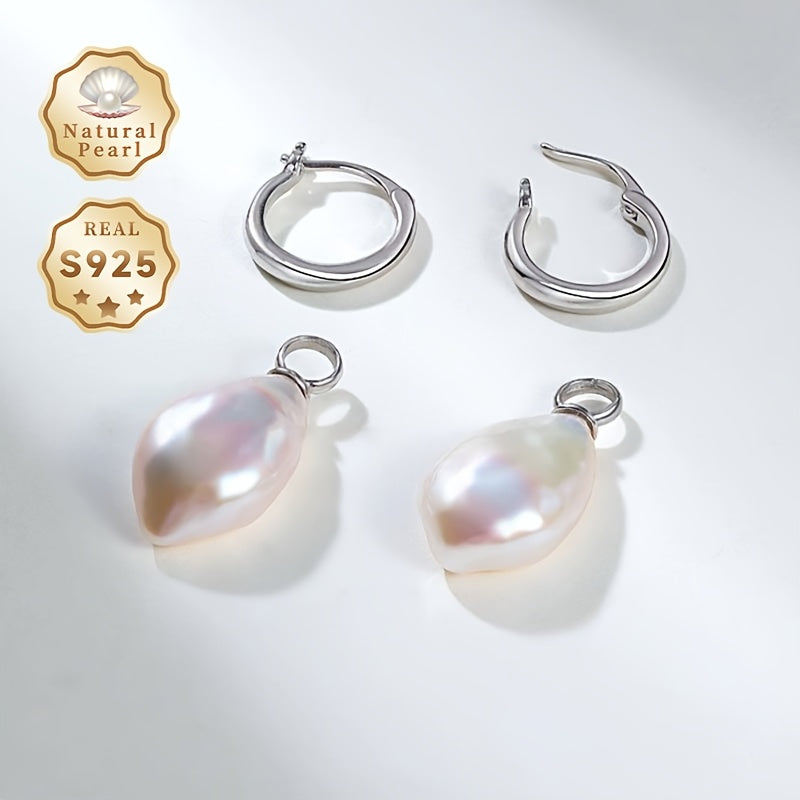 New retro baroque pearl earrings measuring 11mm in size, plated with S925 silver and platinum. These earrings come with detachable accessories for versatile individual wear.