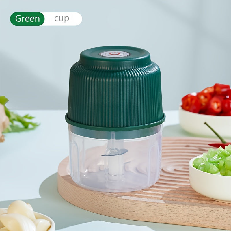 Portable Electric Garlic Chopper with 260ml Glass Container, USB Rechargeable Lithium Battery, Ideal for Outdoor Travel & BBQ, Includes Various Accessories