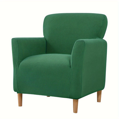 Modern armchair slipcover with slip-resistant design, machine washable polyester/spandex, and elastic-band closure - fits standard armchairs.