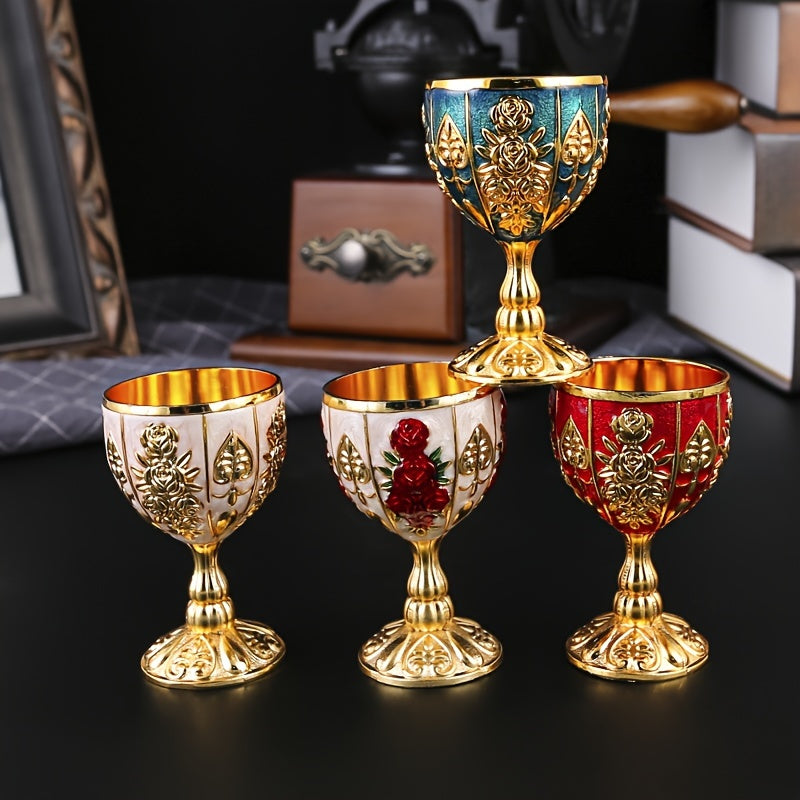 Small golden wine glass, high-footed wine glass, golden cup, banquet wine glass, tea water cup, holy water cup, wine accessories, decorative ornaments.