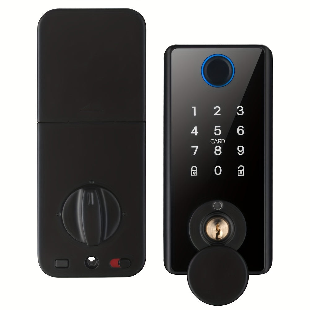 3 Styles Smart Door Lock DeadBolt with TT/Tuya APP Control, Biometric & Key Card/Key Entry, 4-in-1 Unlocking.